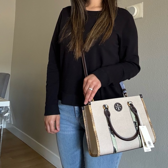 NWT Tory Burch blake canvas embossed small tote 163053 - Picture 14 of 14